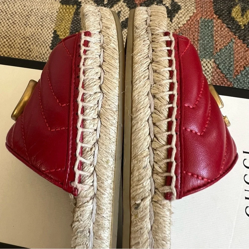 GUCCi Charlotte GG Marmont Nappa Leather Espadrilles Orig Box EU37 Worn Twice!